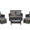 Outdoor 6 Piece Furniture Set, All Weather PE Rattan Sofa Set with Chairs and Table, Armrest Sofas With Cushions and Ottoman-Coolbibila - 4 of 4