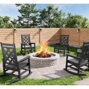 Coucheta Oversized Rocking Chair Set of 4 - HDPE All-Weather Rockers for Patio & Backyard (380lb Capacity) - 1 of 4