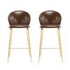 Set of 2 Bar Stools with Faux Leather Upholstery, Gold Metal Legs, Low Back Counter Chairs for Kitchen or Home Bar-The Pop Home - 4 of 4