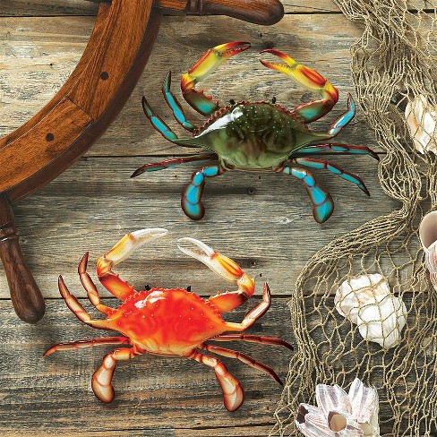 Crab Wall Decor Metal Crabs Decorations, Tiki Bar Wall Decor Coastal  Sculptures for Home, Outdoor Wall, Home Door, Window, Ocean Theme Room, Set  of 4