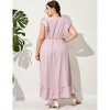 Clearlove Women's Summer Plus Size Dress Ruffle Cap Sleeveless V Neck Side Split Long Beach Maxi Dress - 4 of 4
