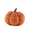 The Lakeside Collection Decorative Harvest Plush Pumpkins - Orange Plaid Small - 4 of 4