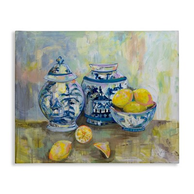 Stupell Industries Lemons and Pottery Yellow Blue Classical Painting