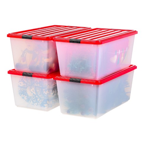 The Holiday Aisle® 4-Pack Clear Printed Storage Totes With Lids