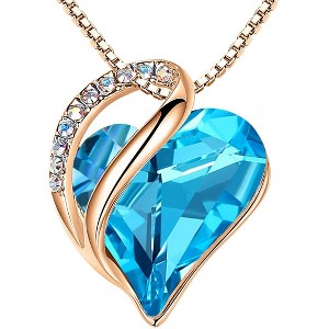 Leafael 18K Rose Gold Plated Love Heart Pendant Necklace with Healing Stone Crystal Jewelry Gifts for Women, 18"+2" - 1 of 4