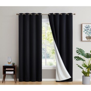 HLC.ME Dakota 100% Blackout Thick Thermal Insulated Energy Efficient Heat Blocking Curtains Grommet Panels, Set of 2 - 1 of 4