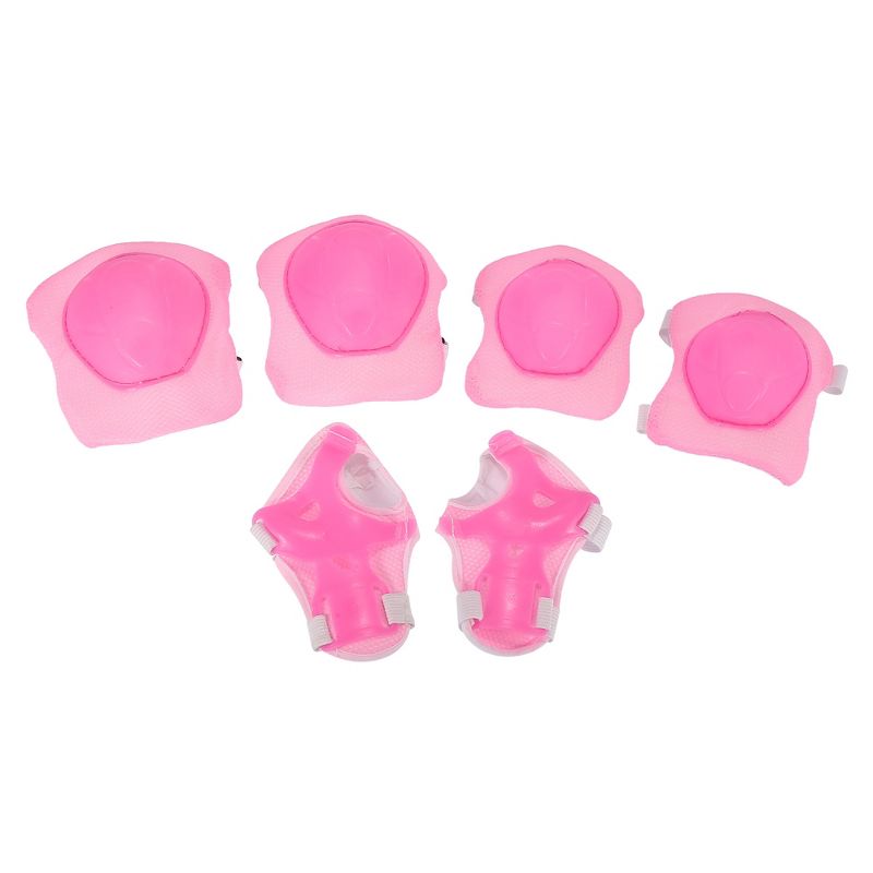 Unique Bargains Outdoor Sport Skating Palm Elbow Knee Support Guard Pad Protective Pads Set Pink 5.1" x 4.5" 6 in 1, 1 of 7