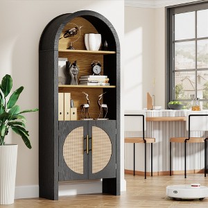FURNIinspire Utility Storage Cabinets, Arched Storage Display Cabinet With 2 Doors, Large Capacity 5-Layer Storage Rack, Black, 10.2"*24.8"* 60" - 1 of 4
