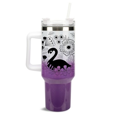 Elanze Designs Regal Swan Bird Flower Garden 40 oz. Stainless Steel, Large Water Bottle Coffee Mug, Spill & Leak Resistant, Thermal Travel Tumbler