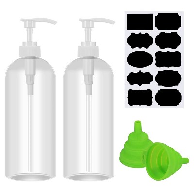 2-Pack 32 oz Empty Pump Bottles, Shampoo and Conditioner Dispenser Bottles, 1 Liter Soap Dispenser Bottles with Silicone Funnel and Labels