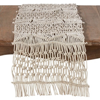 Saro Lifestyle Macramé Runner, 16"x72", Natural