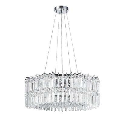 LLHZSY Mordern Glam Drum Crystal Chandelier Round Pendant Light for Kitchen Island -  8-Light 23 3/5"W x 8 7/10"H