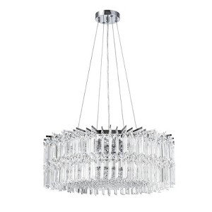 LLHZSY Mordern Glam Drum Crystal Chandelier Round Pendant Light for Kitchen Island -  8-Light 23 3/5"W x 8 7/10"H - 1 of 4