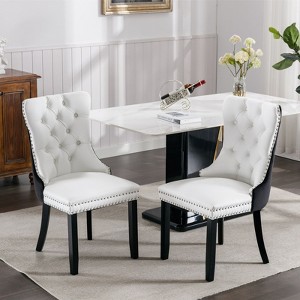 NicBex PU Dining Chairs Set of 2,Modern Tufted Upholstered Armless Kitchen Chairs with Wood Legs Nailhead Trim for Dining Room,Living Room,Kitchen - 1 of 4