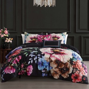 Bebejan Black Night Poppies 100% Cotton 5 Piece Reversible Comforter Set - 1 of 4