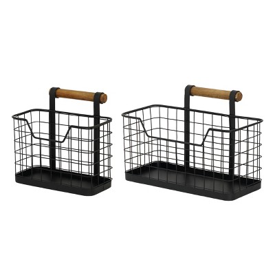 VIP Metal 12.25 in. Black Wire Baskets Set of 2