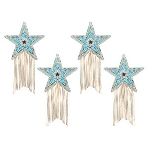 Unique Bargains Star Shape Rhinestone Glitter Iron On Sew Beaded Applique Patches 4 Pcs - 1 of 4