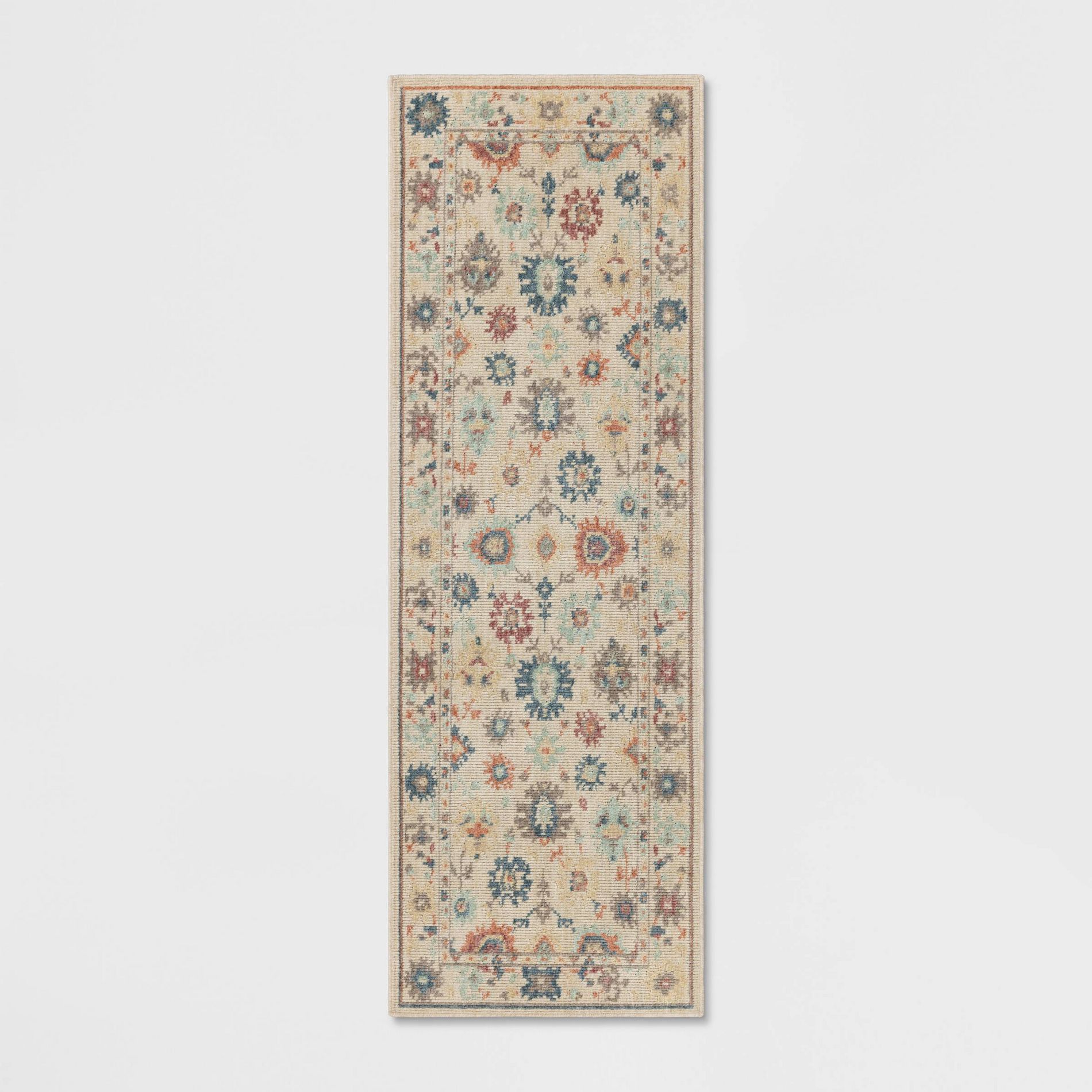 28"x84" Floral Persian Washable Runner Rug Ivory - Threshold™