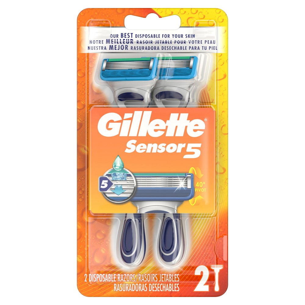 Gillette Sensor Men's 5 Blade Disposable Razors - 2ct