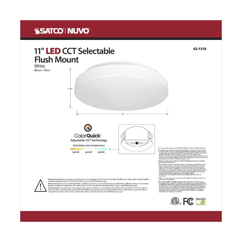 Satco Nuvo 13.78 in. H X 3.27 in. W X 13.78 in. L White LED Ceiling Light Fixture, 3 of 6