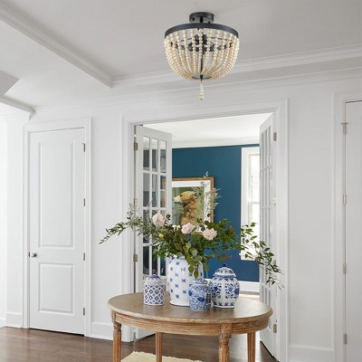 Bohemian Gold and Glass Beaded Dome Semi-Flush Mount Light