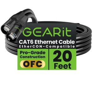GEARit CAT6 Shielded EtherCON Cable for Pro Audio, Black - 1 of 4