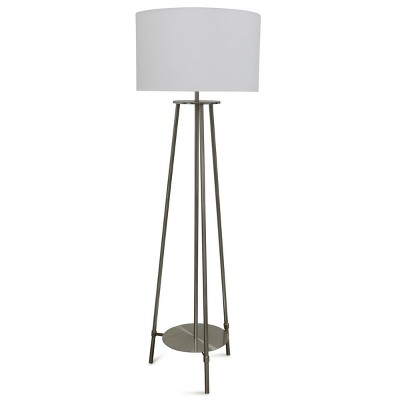 3 Post Floor Lamp with Low Metal Tray Tapered Drum Shade Silver - StyleCraft