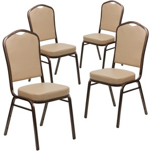 Emma and Oliver 4 Pack Crown Back Stacking Banquet Chair - 1 of 4