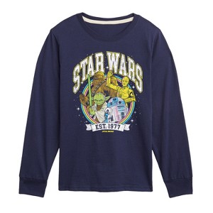 Boys' - Star Wars - Yoda and friends Collegiate Long Sleeve Graphic T-Shirt - 1 of 3