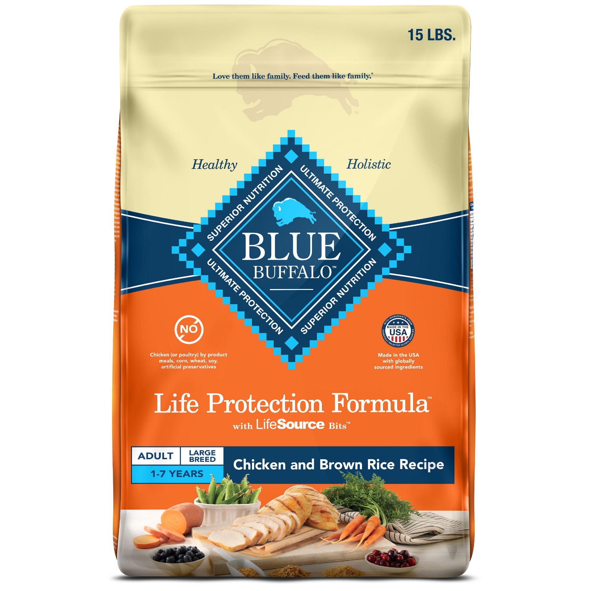 Blue Buffalo Life Protection Formula Natural Adult Large Breed Dry Dog Food with Chicken and Brown Rice
