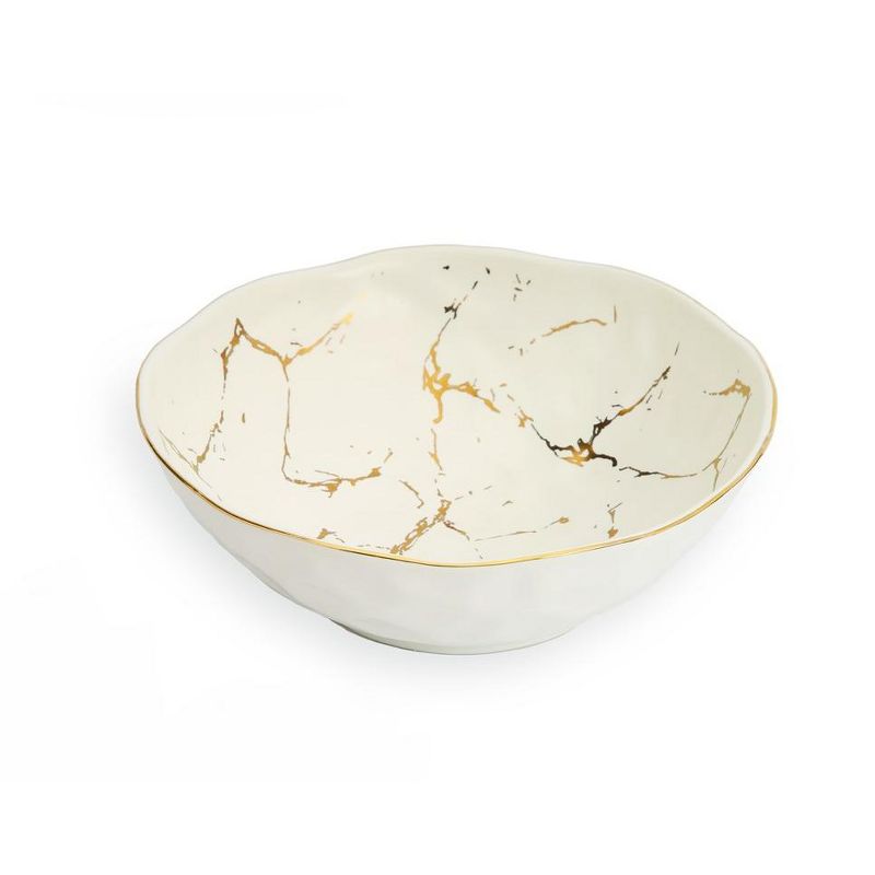Classic Touch White Porcelain Bowl with Gold Design - 8.75"D, 1 of 4