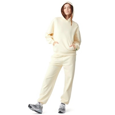 Future Planet Womens Saturn Premium Fleece Lined Soft Cotton Sweatpants Loose Fit Ivory
