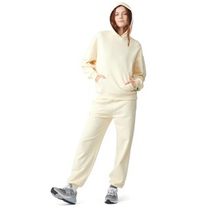 Future Planet Womens Saturn Premium Fleece Lined Soft Cotton Sweatpants Loose Fit Ivory - 1 of 4