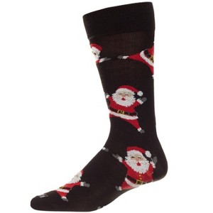 Memoi Men's All Over Santa Claus Holiday Novelty Crew Socks Black 10-13 - 1 of 4
