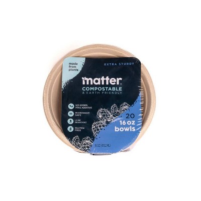 Matter Compostable Fiber Disposable Bowls - Natural - 16oz/20ct