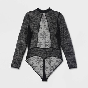 Women's Allover Lace Lingerie Bodysuit - Auden™ Black - 1 of 2