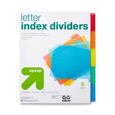 5ct Plastic Letter Index Dividers - up & up™