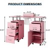 Acekool Manicure Table Nail Desk with Electric Dust Collector, 4 Drawers & Cabinet Storage, Lockable Wheels, Ergonomic White Nail Station - 2 of 4