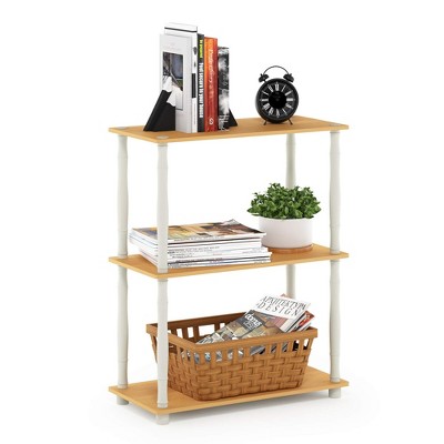 Compact White Laminated 3-Tier Floor Shelf