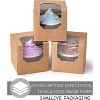 60 Pcs Kraft Individual Cupcake Boxes with Inserts, Brown Paper Holders for Cookies Pastries Wedding - 4 of 4