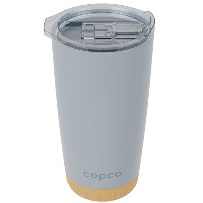 Copco Travel Tumbler with Cork Bottom, 20 oz. Double Wall Insulated Stainless Steel Coffee Mug, Leak-Proof BPA Free Lid