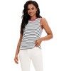 ATHLECHIC Women's Striped Color Block Side Slits Crew Neck Casual Sleeveless Shirts - 2 of 4