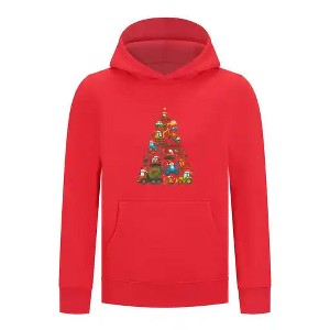 Everyday Kids Christmas Collection Construction Truck Tree Boys Pullover Hoodie – Holiday Sweatshirt - Red - 1 of 1