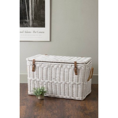 Milan Set of 2 Rattan Storage Trunk White - East At Main