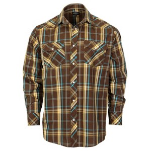 Gioberti Men's Western Plaid Long Sleeve Shirt with Pearl Snap-on - 1 of 3
