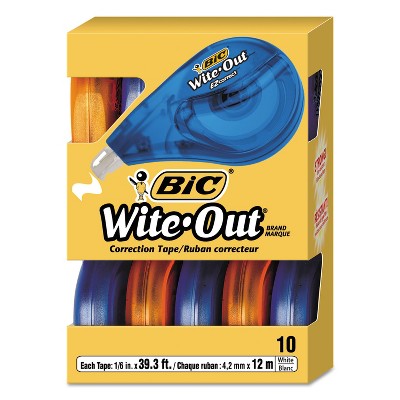 BIC Wite-Out EZ Correct Correction Tape Non-Refillable 1/6" x 472" 10/Box WOTAP10