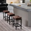 TopComfy Counter and Bar Stools Saddle Bar Stool Kitchen Stools Bar Chairs with Sturdy Steel Frame Formation for Living Room, Brown, 17.5"*12.7"*24.2" - 2 of 4