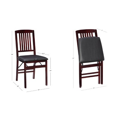 Espresso Finish Mission Back Faux Leather Folding Chair Set