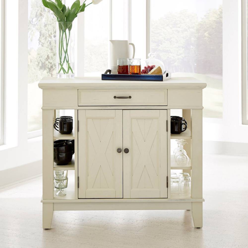 Seaside Lodge Kitchen Island Hand Rubbed White Finish - Home Styles
