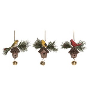 Transpac Resin Rustic Bird Ornament Set of 3 Christmas Home Decorations - 1 of 1